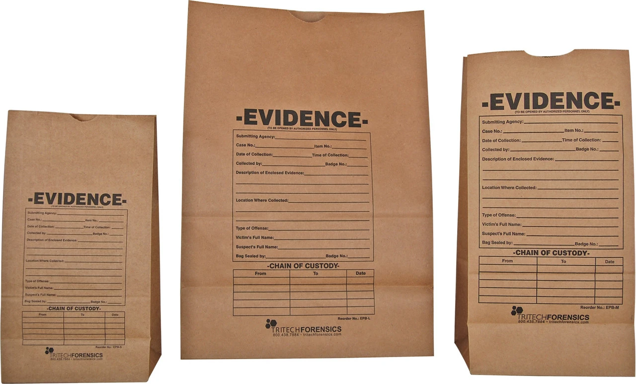 Paper Evidence Bags, Preprinted - 100/pkg